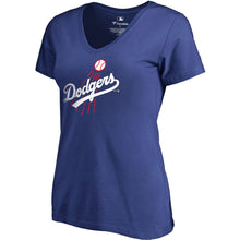 Load image into Gallery viewer, Los Angeles Dodgers Women's Plus Size Cooperstown Collection Huntington V-Neck T-Shirt - Royal MLB Ladies V-Neck
