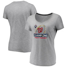 Load image into Gallery viewer, Washington Nationals Women&#39;s 2019 World Series Champions Locker Room Space Dye T-Shirt - Gray MLB Ladies V-Neck
