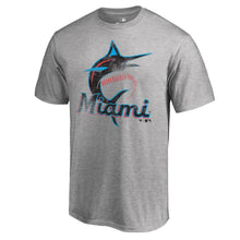 Load image into Gallery viewer, Miami Marlins Distressed Team T-Shirt - Heathered Gray MLB Guys Tee
