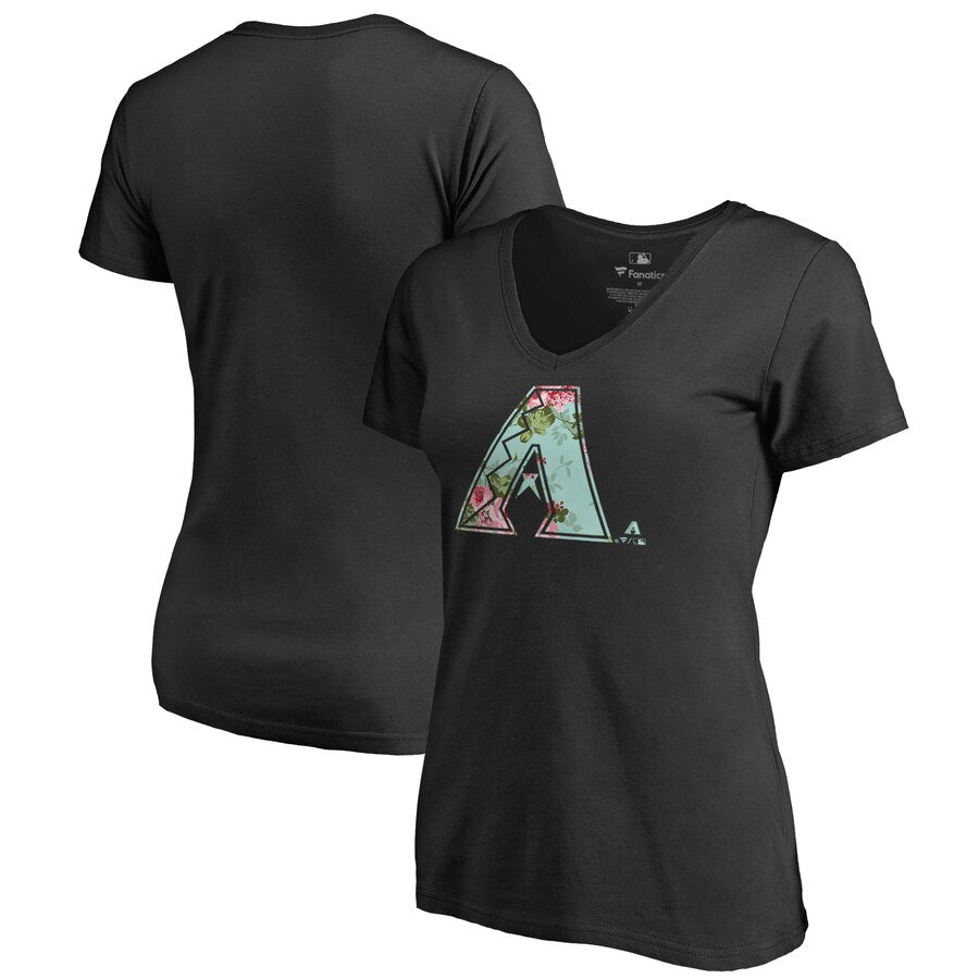 Arizona Diamondbacks Women's Lovely V-Neck T-Shirt - Black MLB Ladies V-Neck