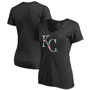 Kansas City Royals Women's Lovely V-Neck T-Shirt - Black MLB Ladies V-Neck