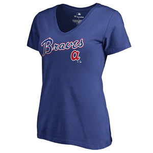 Atlanta Braves Women's Cooperstown Collection Wahconah V-Neck T-Shirt - Royal MLB Ladies V-Neck