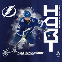 Load image into Gallery viewer, Nikita Kucherov Tampa Bay Lightning 2019 Hart Memorial Trophy Winner T-Shirt - Royal NHL Guys Tee
