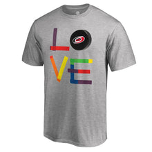 Load image into Gallery viewer, Carolina Hurricanes Hockey Is For Everyone Love Square T-Shirt - Heather Gray NHL Guys Tee
