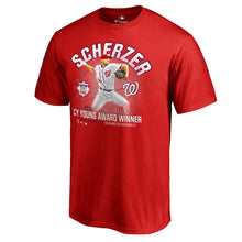 Load image into Gallery viewer, Max Scherzer Washington Nationals 2016 Nl Cy Young Winner T-Shirt - Red MLB Guys Tee
