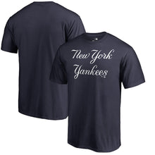 Load image into Gallery viewer, New York Yankees Script Wordmark T-Shirt - Navy MLB Guys Tee
