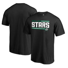 Load image into Gallery viewer, Dallas Stars Iconic Collection On Side Stripe T-Shirt - Black NHL Guys Tee
